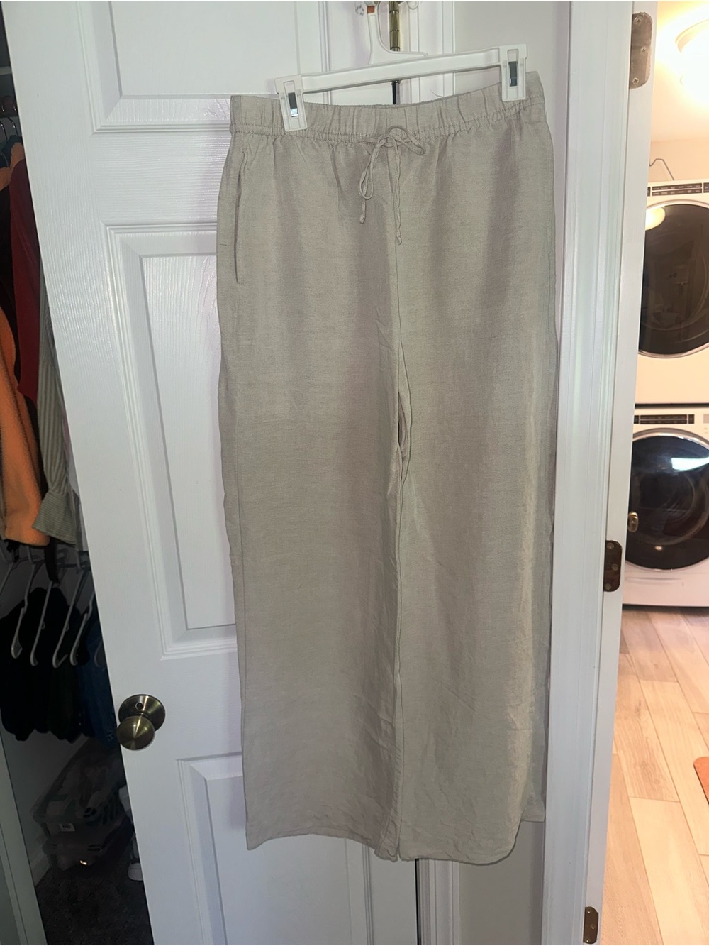 H&M Beige Wide-Leg Drawstring Pants